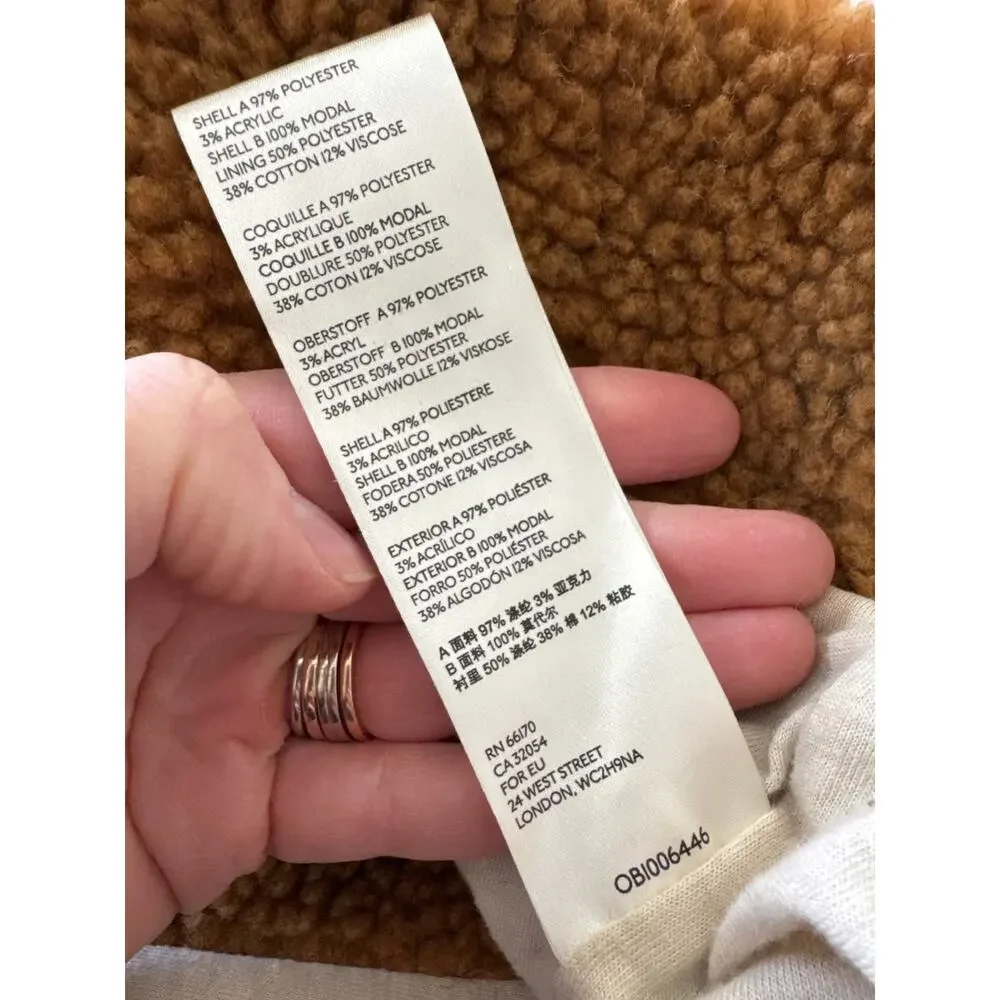 FREE PEOPLE We The Free Rivington Sherpa Teddy  Coat Size Large